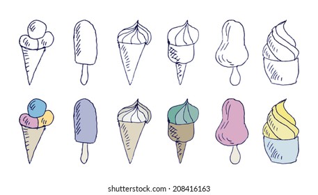 Ice cream doodles/Set