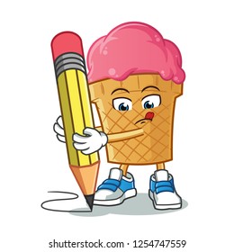 ice cream drawing with big pencil america vector cartoon illustration