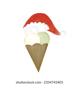 ice cream drawing, cute santa ice cream variety of beautiful colors