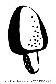 Ice Cream drawing hand painted with ink brush isolated on white background. Vector illustration