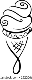 Ice cream drawing, illustration, vector on white background.