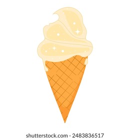 Ice cream drawing on an isolated background in flat style. Sweet dessert.Summer season.Vector.