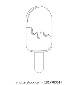 Ice cream drawing on a white background, vector illustration, coloring book