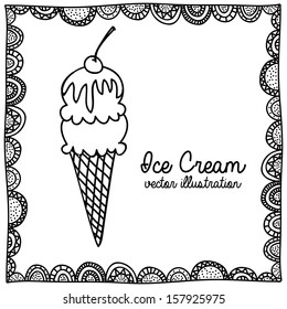 ice cream drawing over white background vector illustration