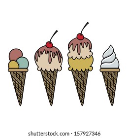 ice cream drawing over white background vector illustration