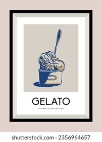 Ice cream drawn vector illustration in a poster frame