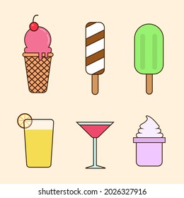 Ice de la crema y bebida vectorial