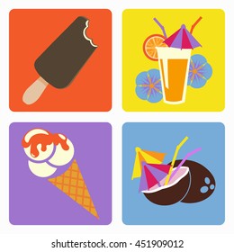 ice cream, drinks and cocktails as icons