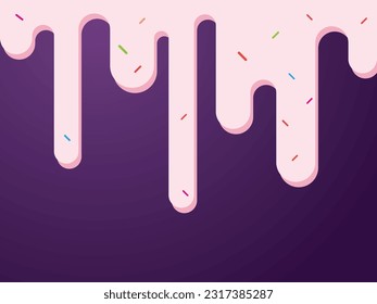 ice cream dripping violet  background