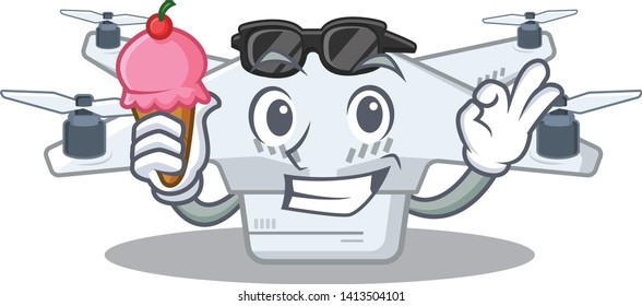 With ice cream drone toy in cartoon school bag