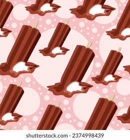 Ice cream dropped seamless pattern. Milk dessert lying on floor ornament. Food background. Vector eskimo illustration