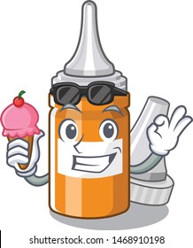 With ice cream ear drops in the cartoon shape