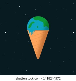 ice cream with earth flavor. concept art if planet become a ice cream