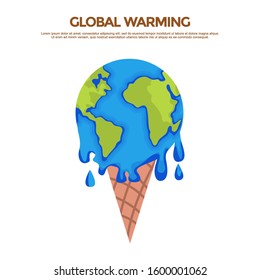 ice cream earth melts, concept for global warming.