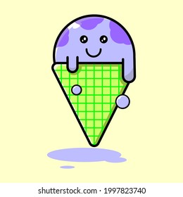 ice cream earth with a smile face colorful illustration