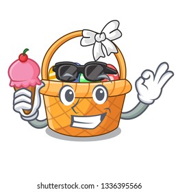 With ice cream easter basket isolated in the character