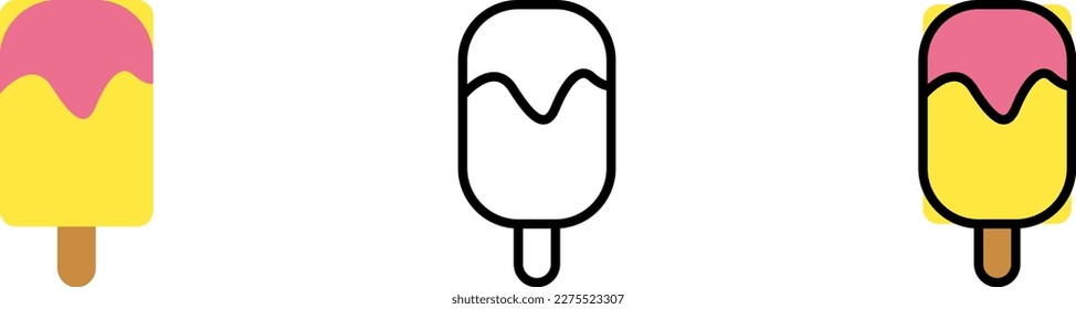 Ice cream, eat vector icon in different styles. Line, color, filled outline