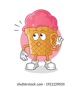 ice cream eavesdropping vector. cartoon character