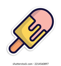 ice cream, editable cartoon style sticker vector 