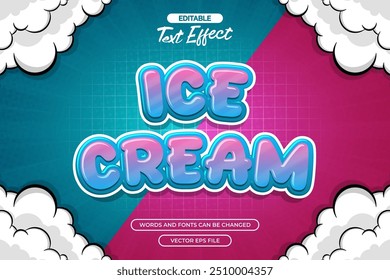 Ice cream editable text effect with cloud decoration
