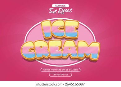 Ice cream editable text effect with pink background