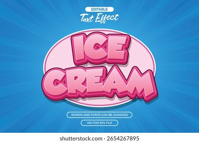 Ice cream editable text effect with cartoon text style and with blue comic background