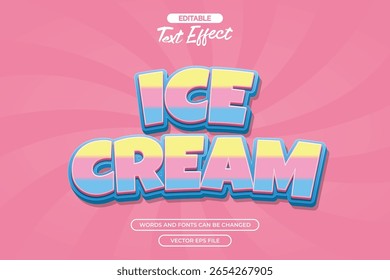 Ice cream editable text effect with cartoon text style