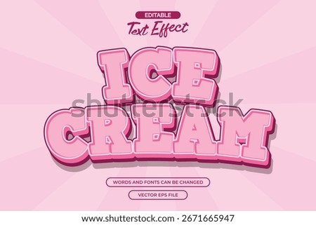 Ice cream editable text effect with pink cartoon text style and with comic background