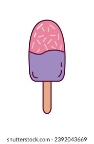 Ice cream element of set in flat design. In this image set a delightful popsicle, combining tasteful aesthetics with the promise of a refreshing and enjoyable treat. Vector illustration.