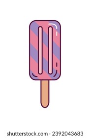 Ice cream element of set in flat design. This purple-style artwork feature a mouthwatering popsicle, promising a burst of flavors and a delightful treat for the eyes. Vector illustration.