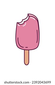 Ice cream element of set in flat design. The enchanting shades of pink tempting popsicle steals the spotlight, creating a scene that is both visually striking and delicious. Vector illustration.