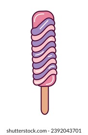 Ice cream element of set in flat design. In the delicious charm a tasty popsicle takes center stage, inviting you to savor its tempting allure and vibrant hues. Vector illustration.