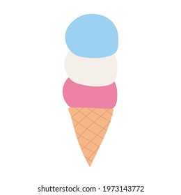 Ice cream elements in a cone.
Sweet summer delicacy with different tastes, isolated popsicle with different topping.Vector illustration for web,design, print.
