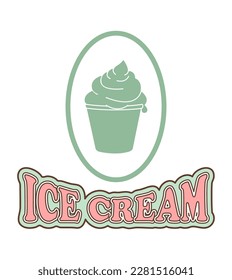 Ice cream emblem, design element for poster, flyer, packaging