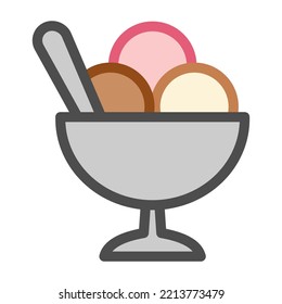 Ice cream emoji icon flat vector isolated on white background