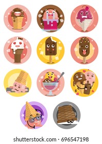 Ice cream emoji set expressing fun, sadness, joy, tears, friendship and overall life drama!