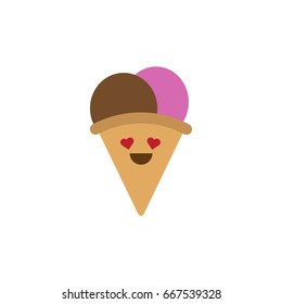 Ice cream emoticon with heart eyes.