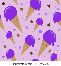 Ice cream endless pattern . Abstract  vector illustration