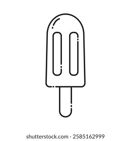 Ice cream Eskimo on stick. Outline linear Pictogram Sticker World Ice Cream Day Icon design concept