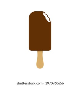 Ice cream eskimo pie with chocolate glaze. Isolated on white background. Vector illustration.
