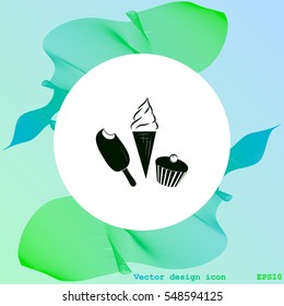 Ice cream, eskimo pie and cupcake icon.