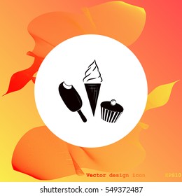 Ice cream, eskimo pie and cupcake icon.