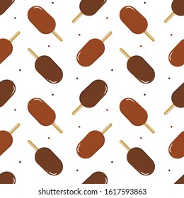 Ice cream, eskimo pie and dots seamless pattern background.