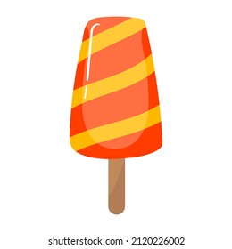 Ice cream of eskimo pie on white background realistic vector illustration yellow-orange