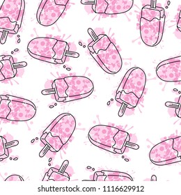 Ice cream eskimo seamless pattern, vector