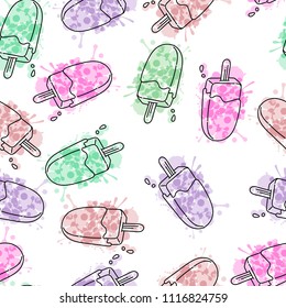 Ice cream eskimo seamless pattern, vector