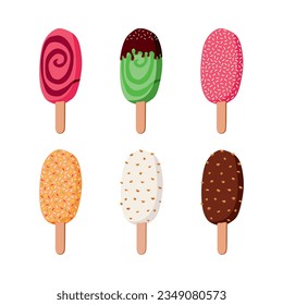 Ice cream eskimo set vector illustration.