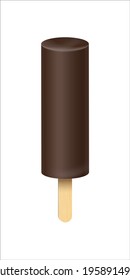 Ice cream Eskimo vector illustration. Popsicles covered with chocolate with wooden stick isolated on white background.