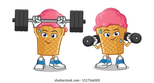 ice cream exercise vector cartoon illustration