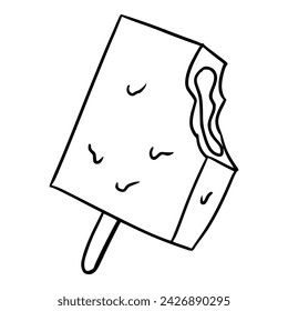 ice cream with extra cream illustration Outline Sketch hand drawn vector	